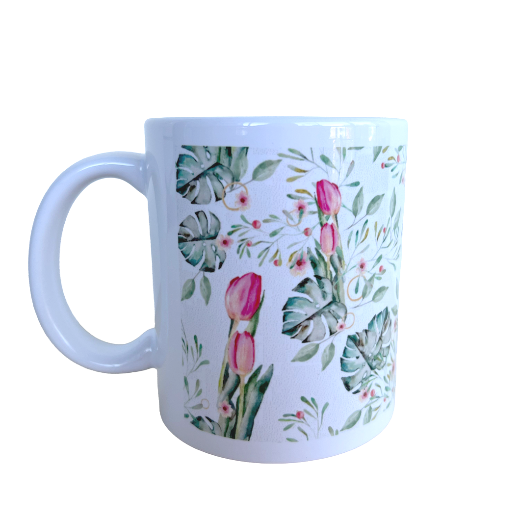 Taza tulipanes - Fondo blanco