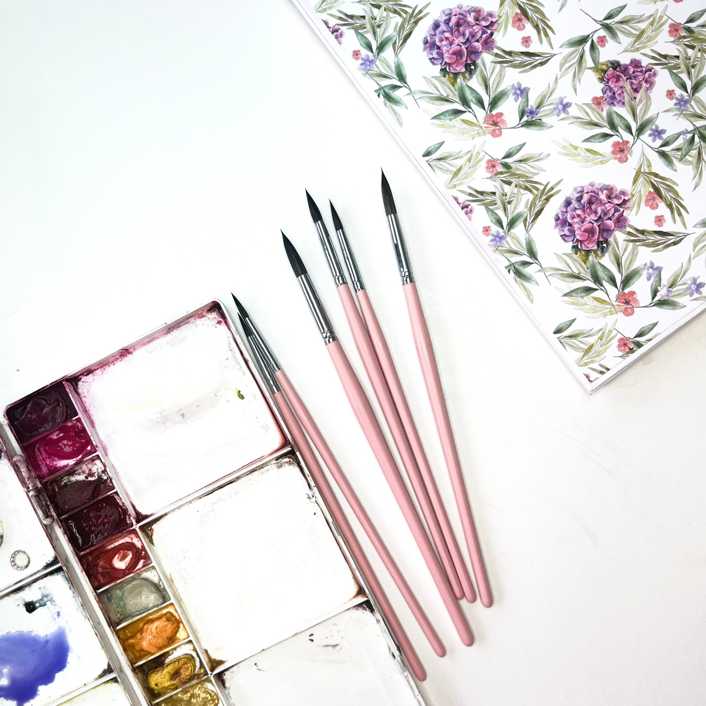 Set de 6 Pinceles Artísticos – Colores Rosado y Celeste 🎨