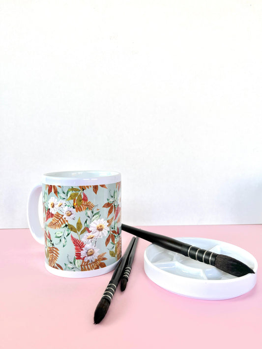 Taza margaritas - Fondo menta