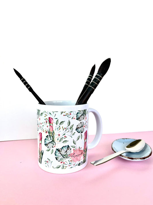 Taza tulipanes - Fondo blanco