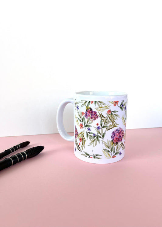 Taza hortensias - Fondo blanco