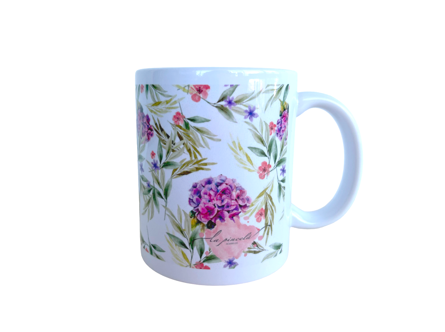 Taza hortensias - Fondo blanco